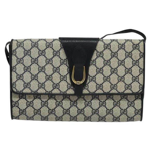 GUCCI GG Supreme Shoulder Bag Pvc Navy Gold - Picture 2 of 16